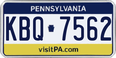 PA license plate KBQ7562