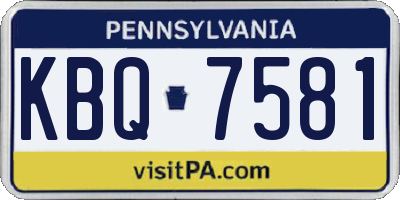 PA license plate KBQ7581