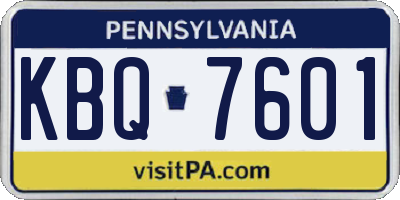 PA license plate KBQ7601