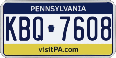 PA license plate KBQ7608