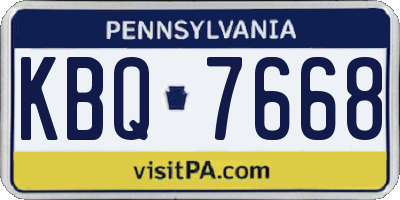 PA license plate KBQ7668