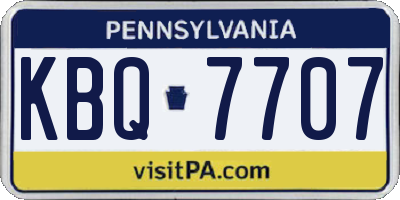PA license plate KBQ7707
