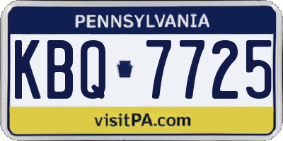 PA license plate KBQ7725