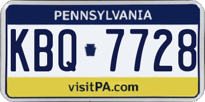 PA license plate KBQ7728