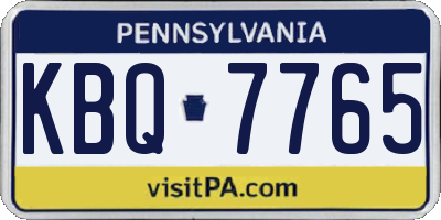PA license plate KBQ7765