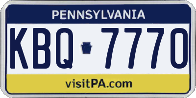 PA license plate KBQ7770