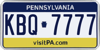 PA license plate KBQ7777
