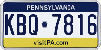 PA license plate KBQ7816