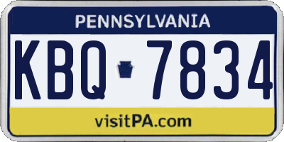 PA license plate KBQ7834