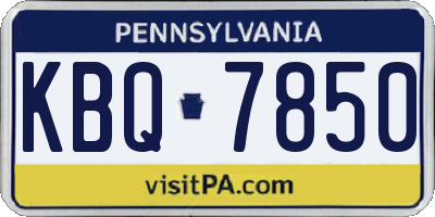 PA license plate KBQ7850