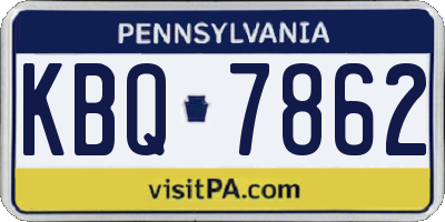 PA license plate KBQ7862