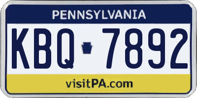 PA license plate KBQ7892