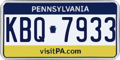 PA license plate KBQ7933