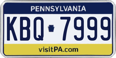 PA license plate KBQ7999