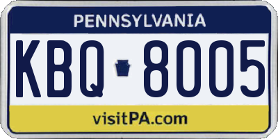 PA license plate KBQ8005