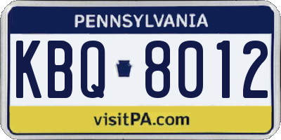 PA license plate KBQ8012