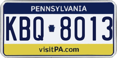 PA license plate KBQ8013