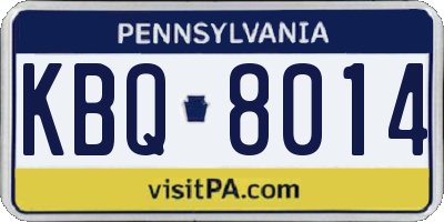PA license plate KBQ8014