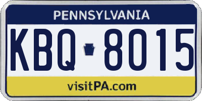 PA license plate KBQ8015