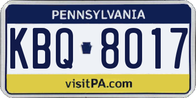 PA license plate KBQ8017