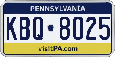 PA license plate KBQ8025