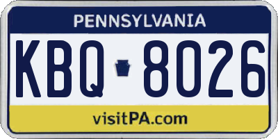 PA license plate KBQ8026
