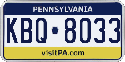 PA license plate KBQ8033