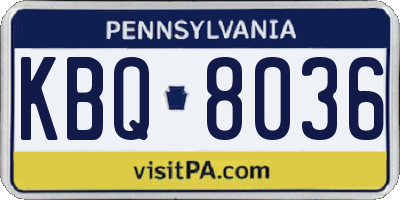 PA license plate KBQ8036