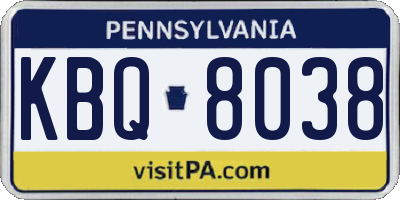 PA license plate KBQ8038