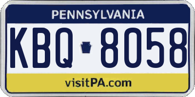 PA license plate KBQ8058