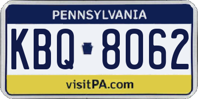 PA license plate KBQ8062