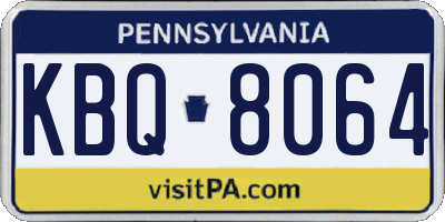 PA license plate KBQ8064