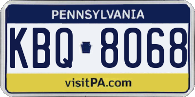 PA license plate KBQ8068