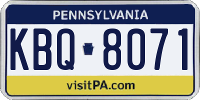 PA license plate KBQ8071