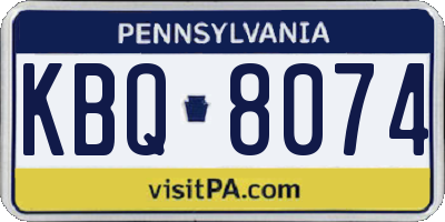 PA license plate KBQ8074