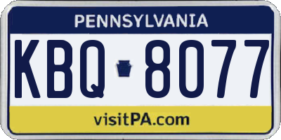 PA license plate KBQ8077