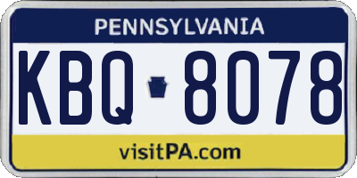 PA license plate KBQ8078