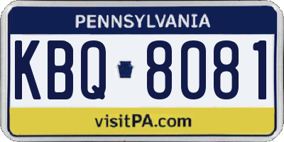 PA license plate KBQ8081
