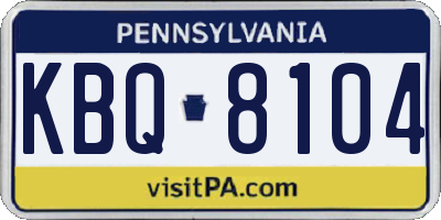 PA license plate KBQ8104