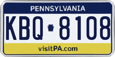 PA license plate KBQ8108