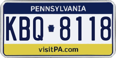 PA license plate KBQ8118