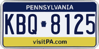PA license plate KBQ8125