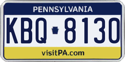 PA license plate KBQ8130