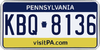PA license plate KBQ8136