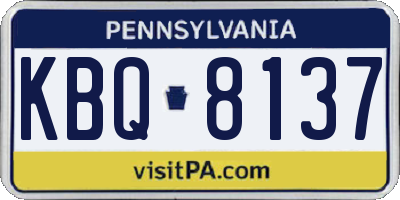 PA license plate KBQ8137