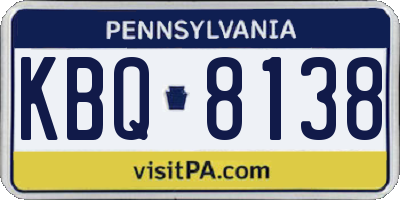 PA license plate KBQ8138