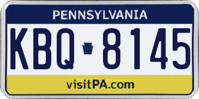 PA license plate KBQ8145