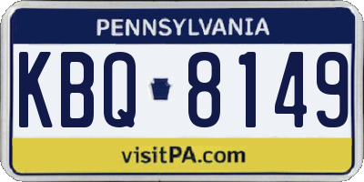 PA license plate KBQ8149