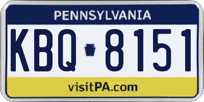 PA license plate KBQ8151