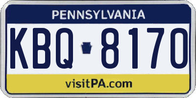 PA license plate KBQ8170
